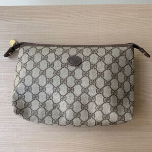 Gucci Beige and Brown Signature Pouch